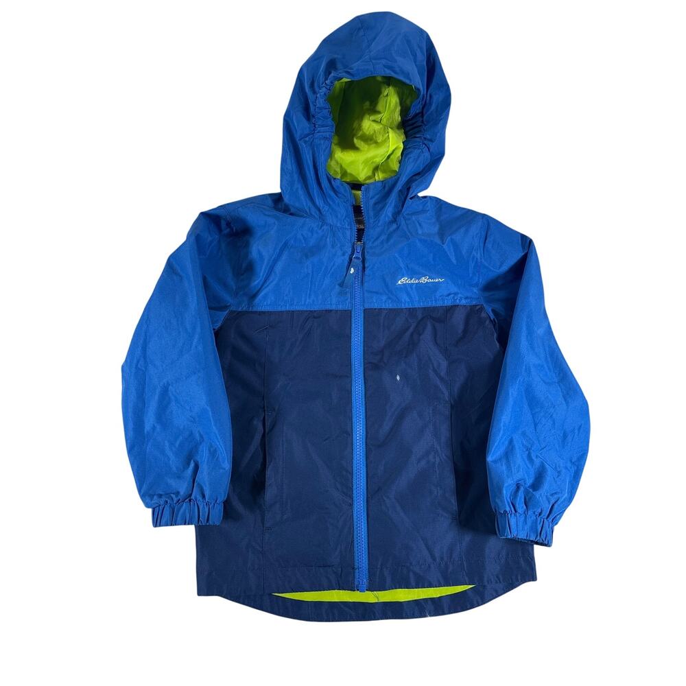 Eddie Bauer Youth Lone Peak Hooded Windbreaker‎ Jacket Blue Green Shell